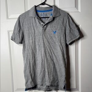 American Eagle Outfitters Gray Polo with Blue Details